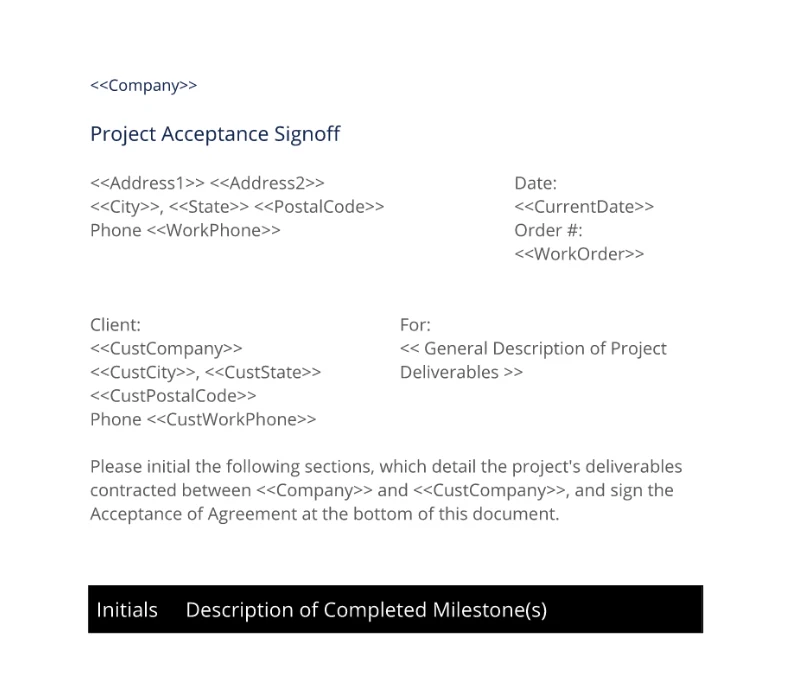 project acceptance sign-off