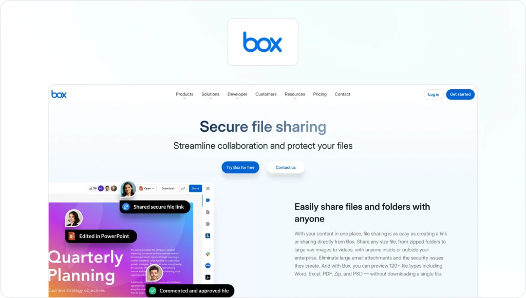 Box homepage view