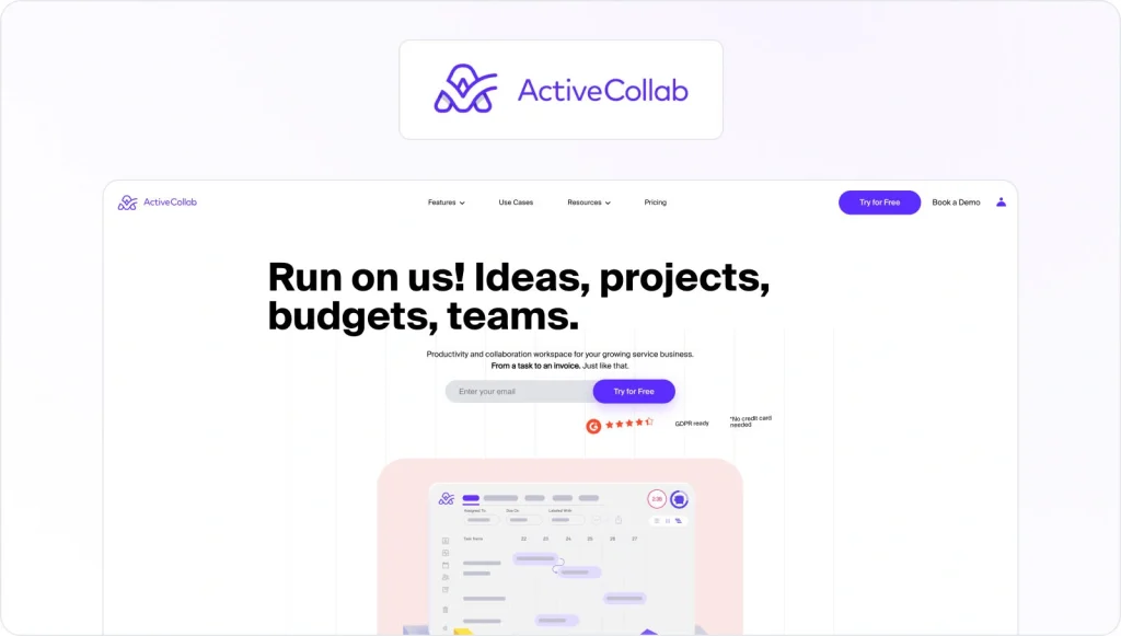 ActiveCollab homepage view