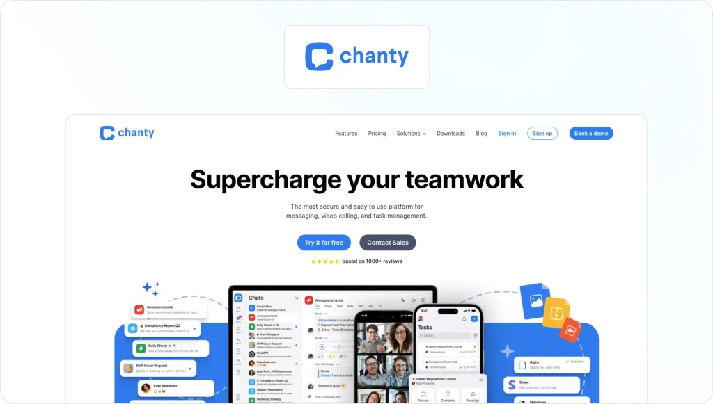 Chanty Homepage View