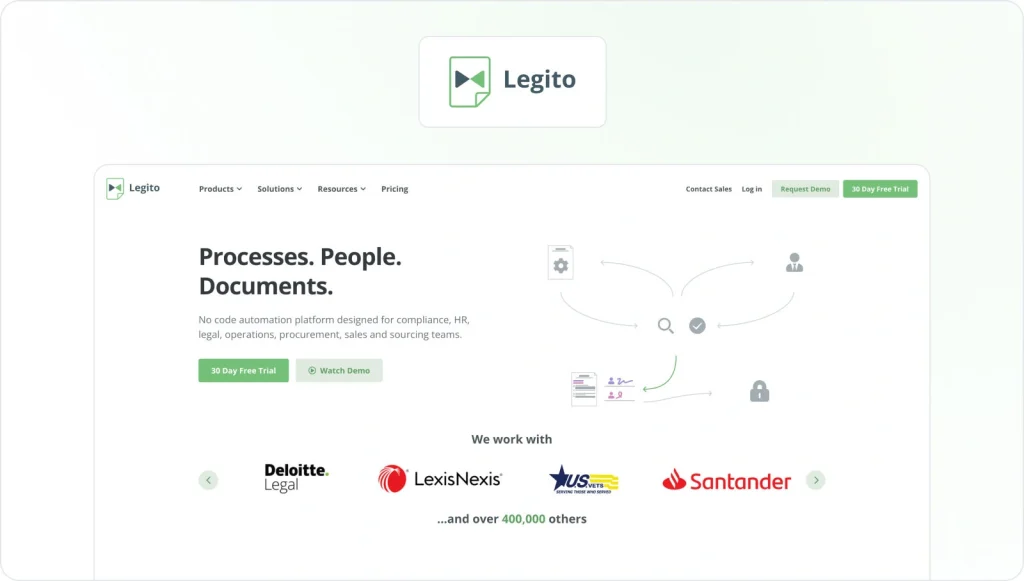 Legito homepage view