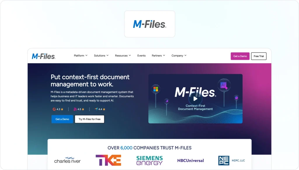 M-Files homepage view