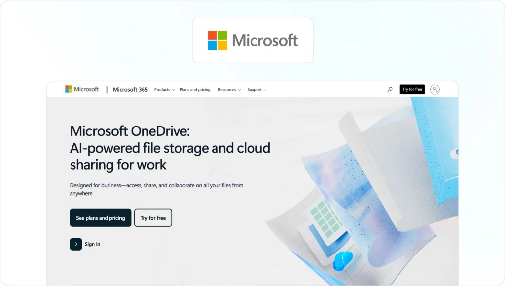 Microsoft OneDrive for Business homepage view