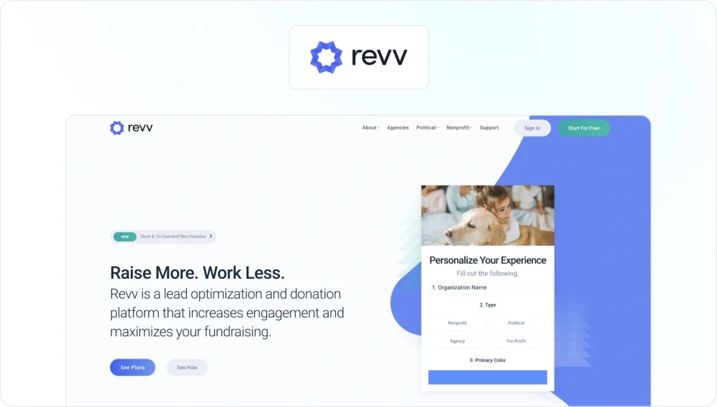 Revv homepage view