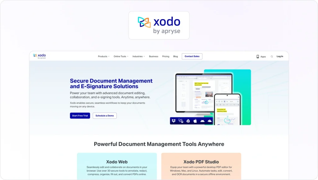 Xodo homepage view