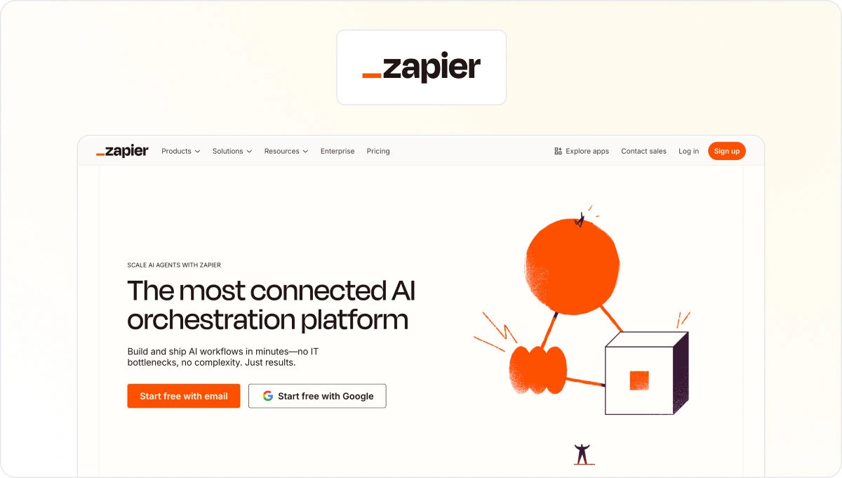 Zapier homepage view