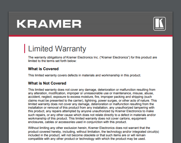 Warranty sheet example