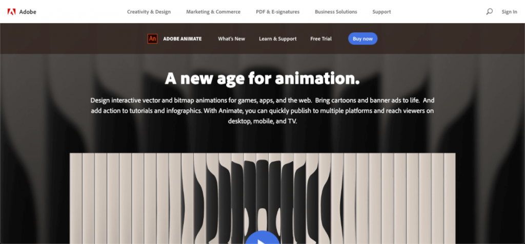 Copie d'écran d'Adobe Animate