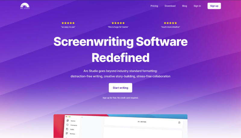Arc Studio - free scriptwriting software solutions and Celtx alternatives