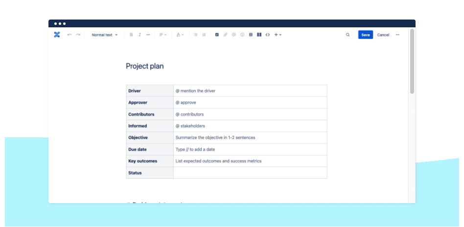 Atlassian project plan - free project management templates