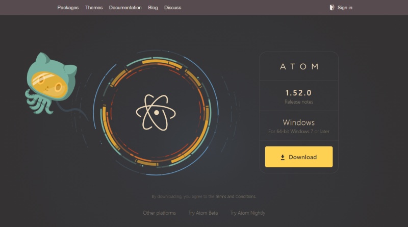 Atom Text-Editor Software für Webentwickler, um den Code einer Website zu programmieren