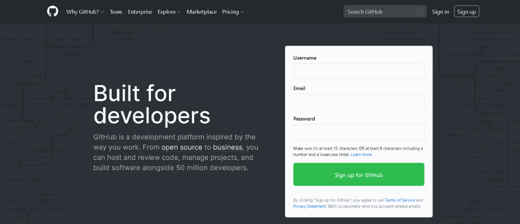 Plataforma de gestión de proyectos de desarrollo web de GitHub