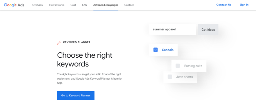 Planificador de palabras clave de Google para SEO