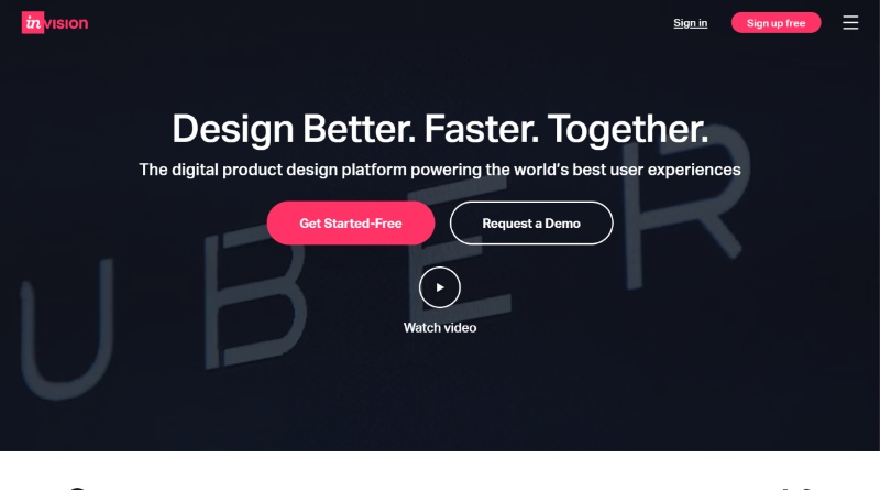InVision Software abgebildet Workflow eines Webdesign-Projekts