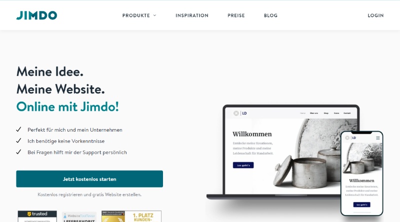 Jimdo kostenlose Website-Design-Software