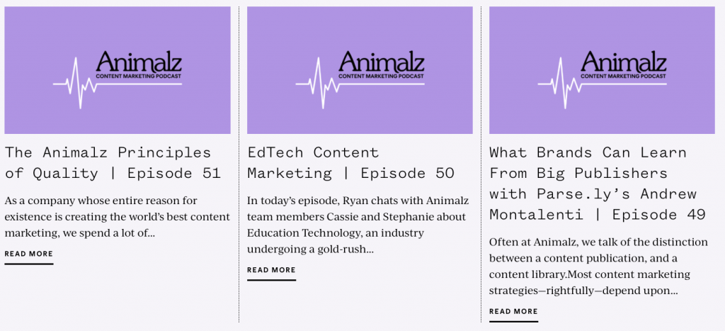 podcasts website audio inhalt idee von animalz