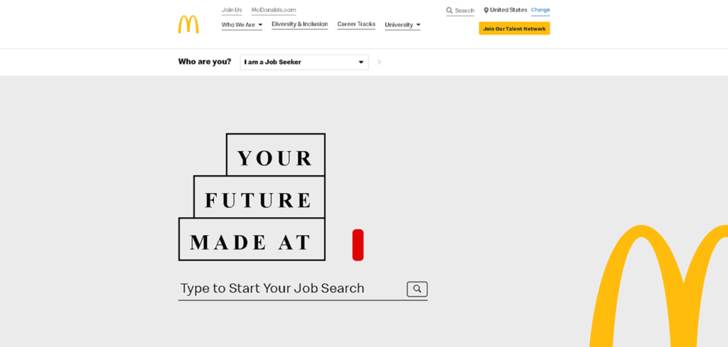 Section du site web de McDonald's consacrée aux carrières d'entreprise
