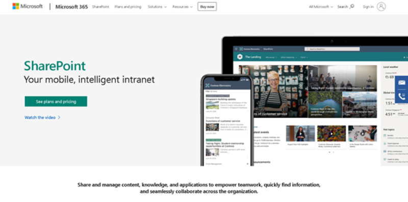 Microsoft Sharepoint intranet document management system