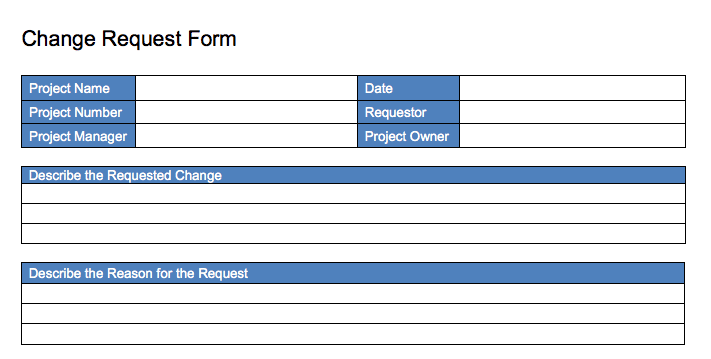 My PM change request - free project management templates