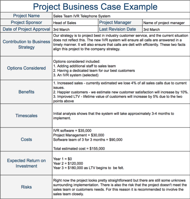 Projekt Business Case Beispiel