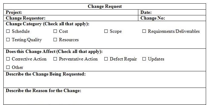 Project Management Docs change request - free project management templates