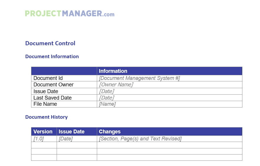 Project Manager project charter - free project management templates