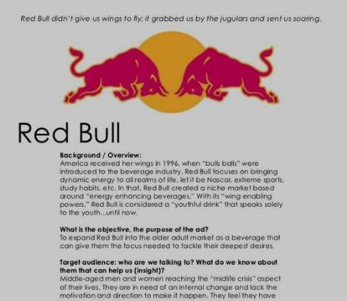 Kreativbriefing-Beispiel Red Bull