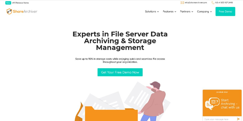 Gestión del almacenamiento de datos de ShareArchiver
