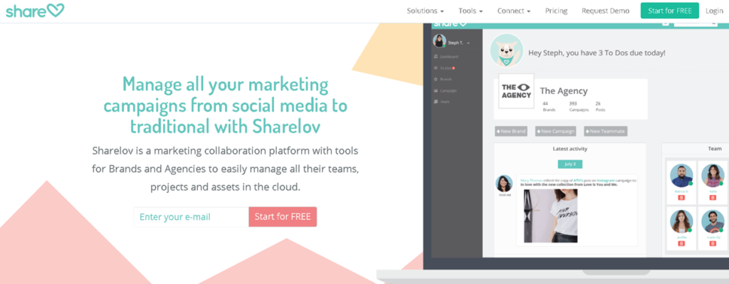 Herramienta de colaboración de contenidos de marketing en redes sociales Sharelov