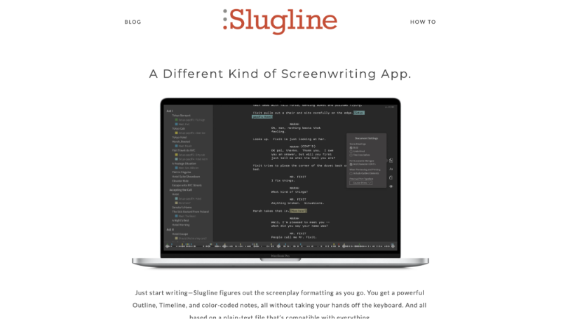 Slugline - Top 10 alternatives to Celtx for screenwriting