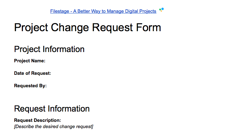 Template for project change Request form