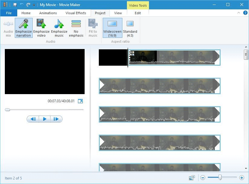 Windows Movie Maker screenshot