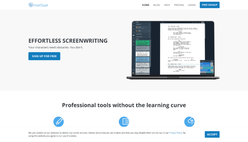 WriterDuet - free scriptwriting software solutions and Celtx alternatives