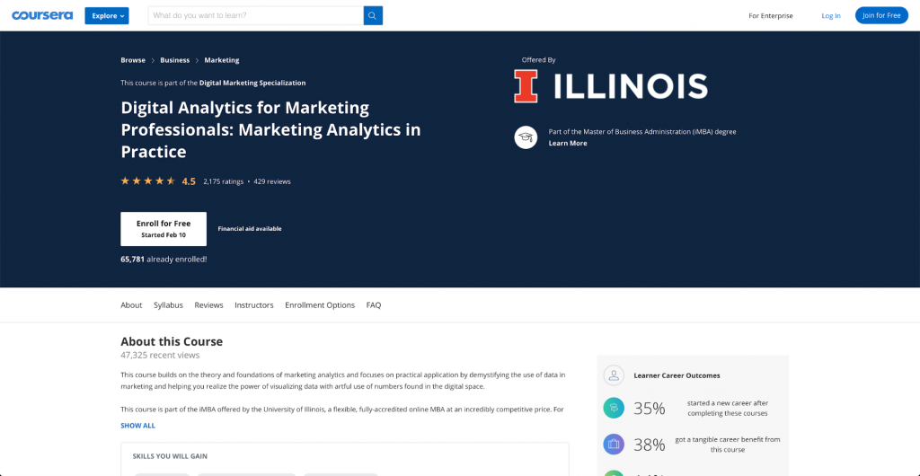 Digitale Analyse für Marketing-Profis: Marketing-Analyse in der Praxis – University of Illinois