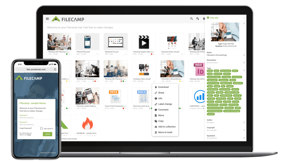 software de gestión de activos digitales basado en la nube filecamp