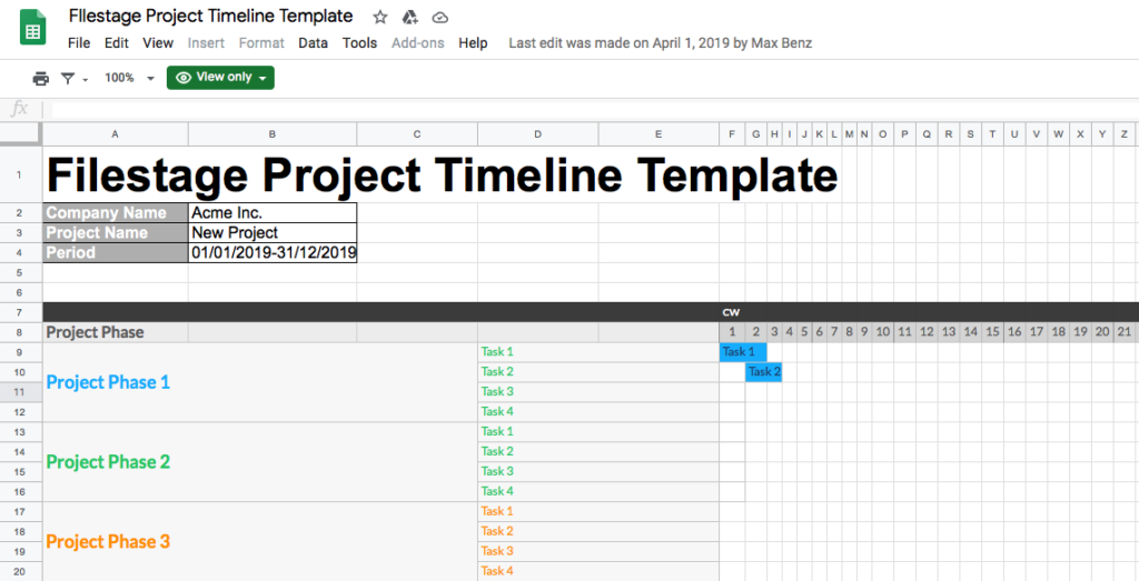 filestage Project Timeline Template