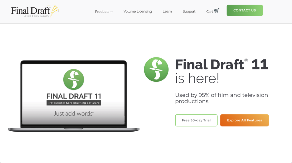 final draft screen writing software