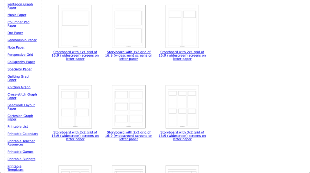 druckbare pdf storyboard vorlagen
