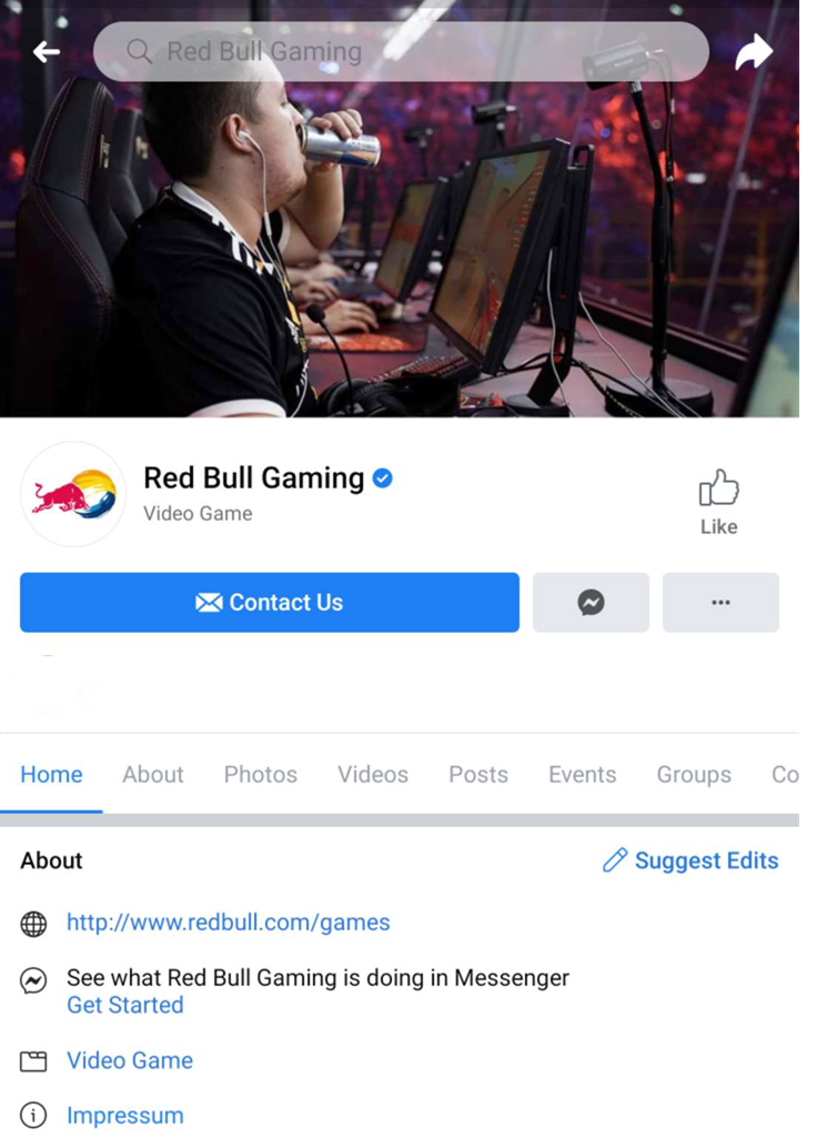 red bull gaming facebook community targeted content promotion