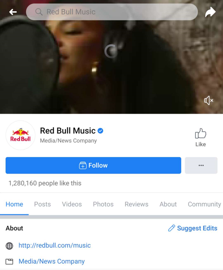 comunidad de facebook de red bull music promoción de contenidos específicos