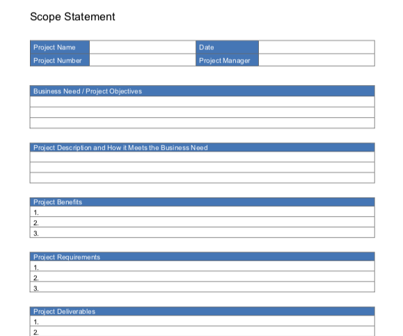 scope statement template