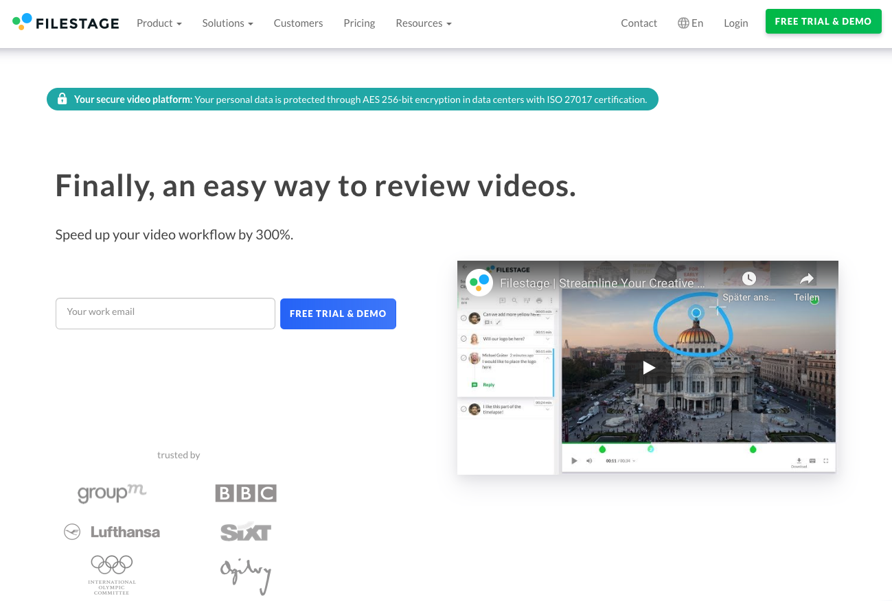 share and review videos with Filestage