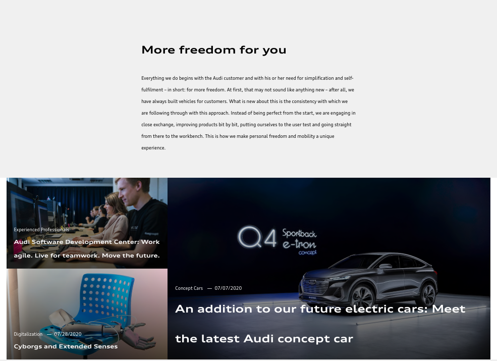 Page "À propos de nous" - Meilleure pratique d'Audi