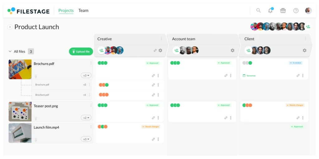 Project dashboard with agency workflow