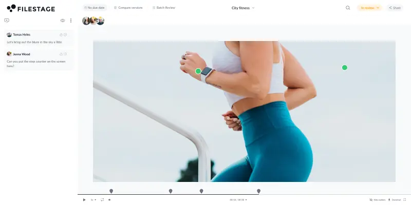 video sharing platform showing fitness video with comments