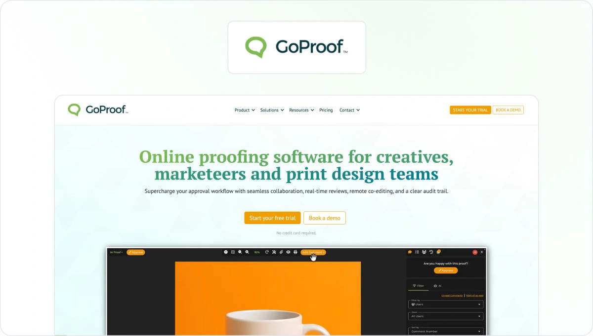 GoProof homepage view