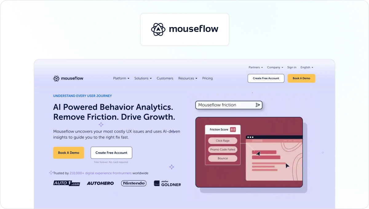 Mouseflow homepage view
