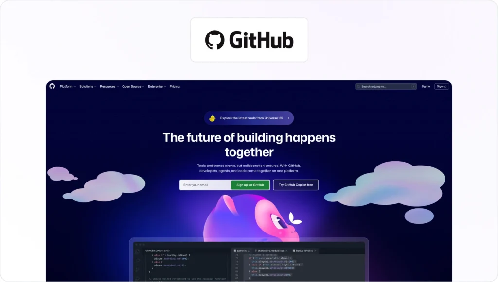 Github homepage view