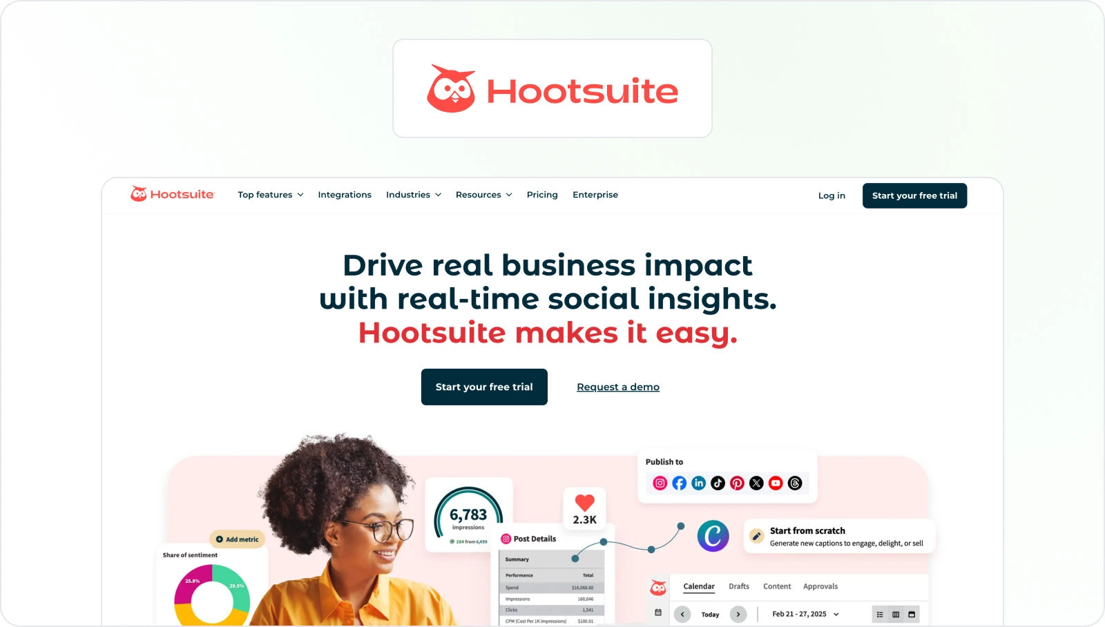 Hootsuite homepage view