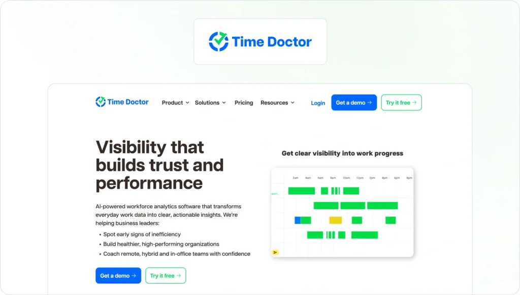 Time Doctor homepage view